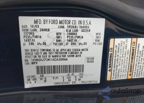 2004 Ford Explorer Nbx/Xlt z USA, uszkodzony, nr VIN 1FMDU73K14ZA30066